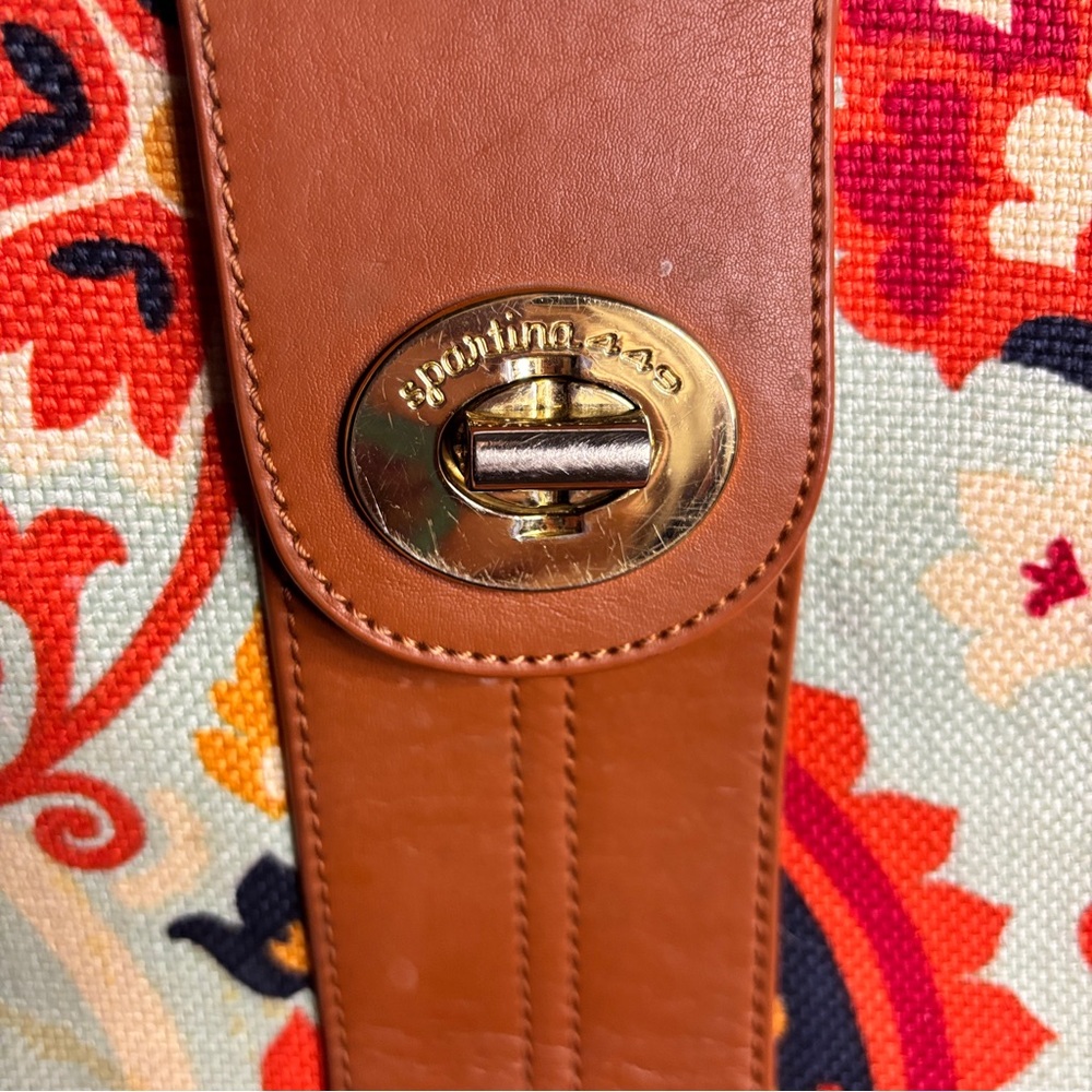 Spartina 449 Paisley Floral Linen Crossbody Bag Leather Trim Boho Coastal - Picture 9 of 16